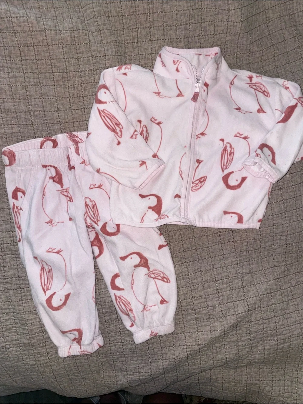 OshKosh B'gosh Pink Penguin Zip Pajama Set